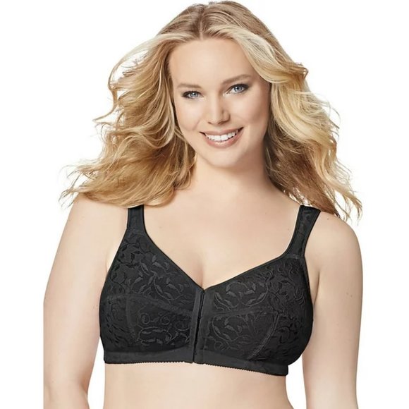 Just My Size Easy-On Front Close Wirefree Bra Size 40D in Black - Picture 1 of 4